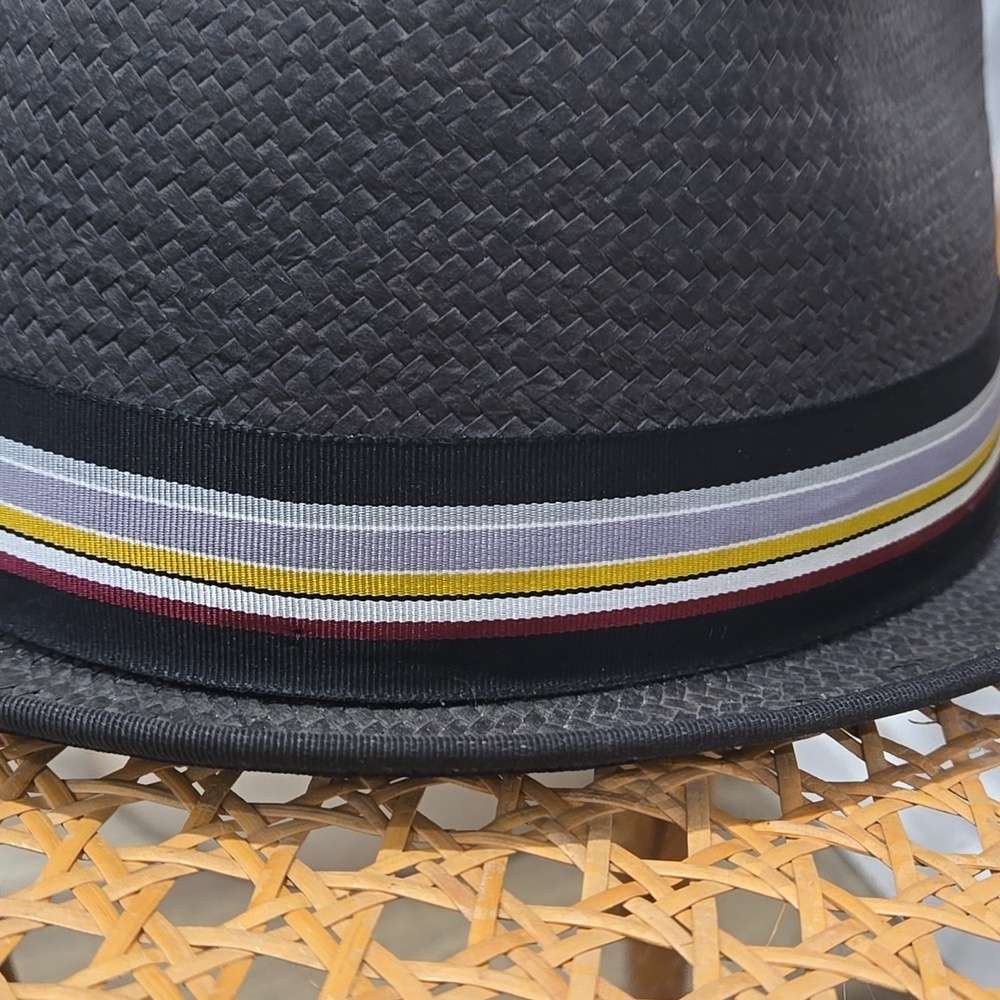 Stylish Retro Big It Up Black Fedora Hat with Striped Band - Picture 5 of 6